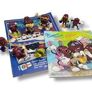 California Raisins Figures 80s 90s PVC Figures - book - sticker book 3D